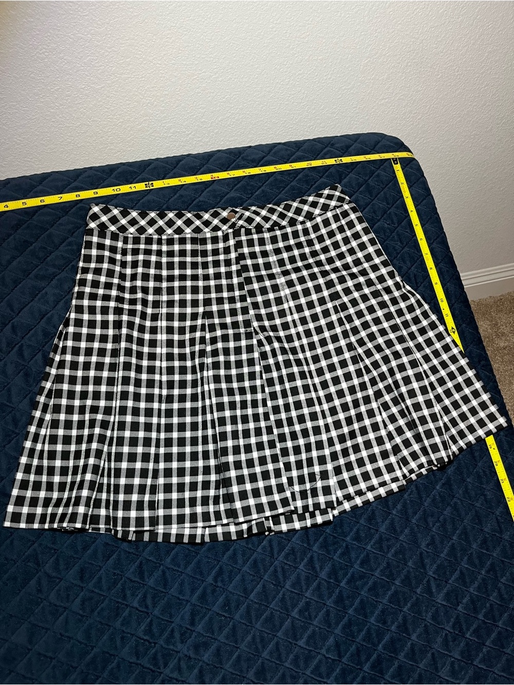 Divided Black & White Gingham Pleated Skater Skirt